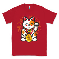Red maneki neko lucky cat money feline japanese good luck charm kitten gif Classic Tee - linhVisuals