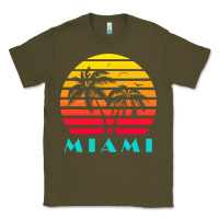 Army Green miami 80s sunset Classic Tee - linhVisuals