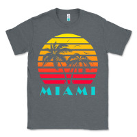 Charcoal Heather miami 80s sunset Classic Tee - linhVisuals