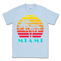 Dusty Blue miami 80s sunset Classic Tee - linhVisuals