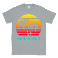 Heather Grey miami 80s sunset Classic Tee - linhVisuals