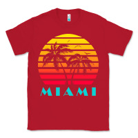Red miami 80s sunset Classic Tee - linhVisuals