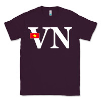 Plum Vietnam Flag and Country Initials Classic Tee - linhVisuals