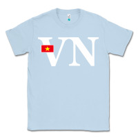 Dusty Blue Vietnam Flag and Country Initials Classic Tee - linhVisuals