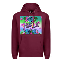 Burgundy aloha stitch Premium Hoodie - AdoDesignShop