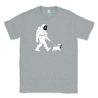 Heather Grey walking the dog astronaut Classic Tee - linhVisuals