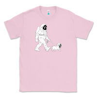 Bubblegum Pink walking the dog astronaut Classic Tee - linhVisuals