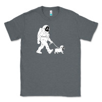 Charcoal Heather walking the dog astronaut Classic Tee - linhVisuals