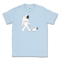 Dusty Blue walking the dog astronaut Classic Tee - linhVisuals