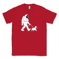 Red walking the dog astronaut Classic Tee - linhVisuals