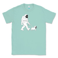 Seafoam walking the dog astronaut Classic Tee - linhVisuals