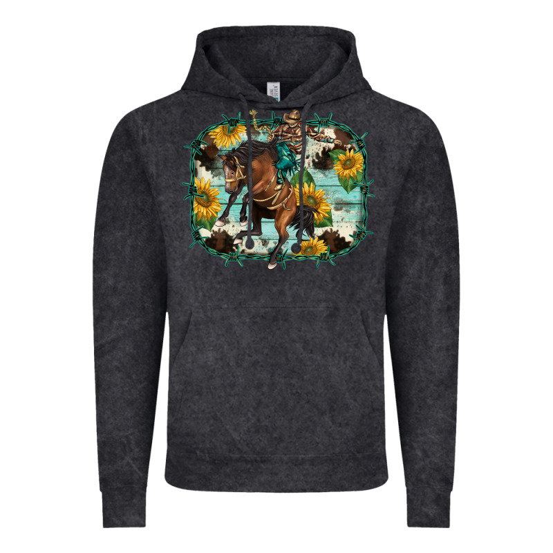 Western Rodeo Horse Cowhide Sunflowers Vintage Hoodie by BarkalooDesign | Teevron
