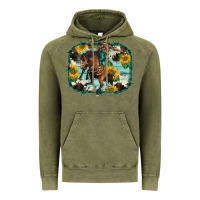 Vintage Olive western rodeo horse cowhide sunflowers Vintage Hoodie - BarkalooDesign