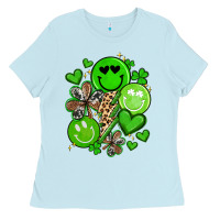 Baby Blue st patrick's day green smile Ladies Tee - Artiststas