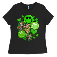 Black st patrick's day green smile Ladies Tee - Artiststas