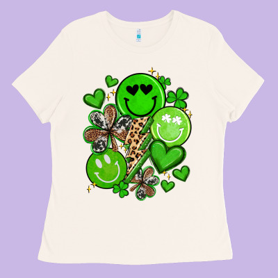 St Patrick's Day Green Smile Ladies Tee Designed By Artiststas