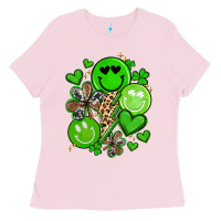 Bubblegum Pink st patrick's day green smile Ladies Tee - Artiststas