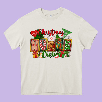 Christmas Nurse Crew Heavy Core Tee Designed By Fadigitalartstudio