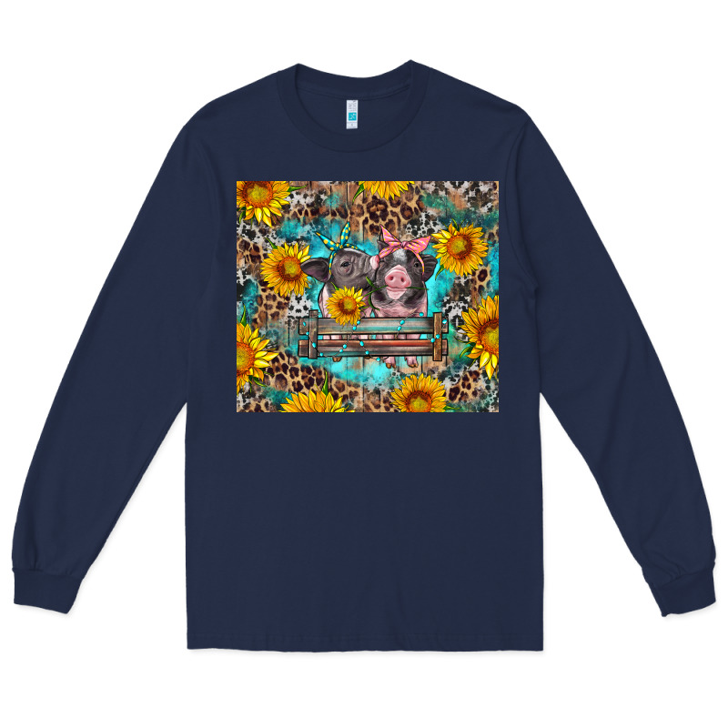 Baby Pigs With Leopard Cowhide And Sunflowers Long Sleeve Tee by Artiststas | Teevron