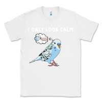 White parakeet bird biting finger funny i only look calm Classic Tee - linhVisuals