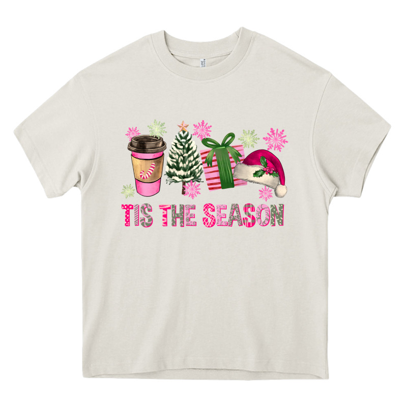 Pink Christmas Tis The Season Heavy Core Tee by FaDigitalArtStudio | Teevron