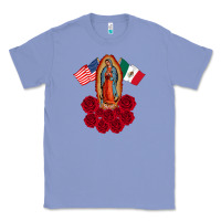 Colony Blue our lady virgen de guadalupe mexican american flag holiday Classic Tee - linhVisuals