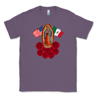 Lavender our lady virgen de guadalupe mexican american flag holiday Classic Tee - linhVisuals