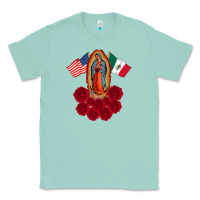 Seafoam our lady virgen de guadalupe mexican american flag holiday Classic Tee - linhVisuals