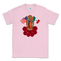 Bubblegum Pink our lady virgen de guadalupe mexican american flag holiday Classic Tee - linhVisuals