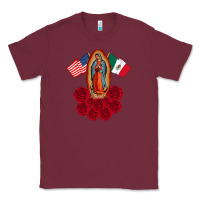 Burgundy our lady virgen de guadalupe mexican american flag holiday Classic Tee - linhVisuals