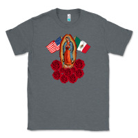 Charcoal Heather our lady virgen de guadalupe mexican american flag holiday Classic Tee - linhVisuals