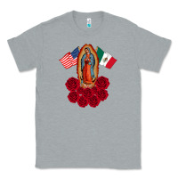 Heather Grey our lady virgen de guadalupe mexican american flag holiday Classic Tee - linhVisuals