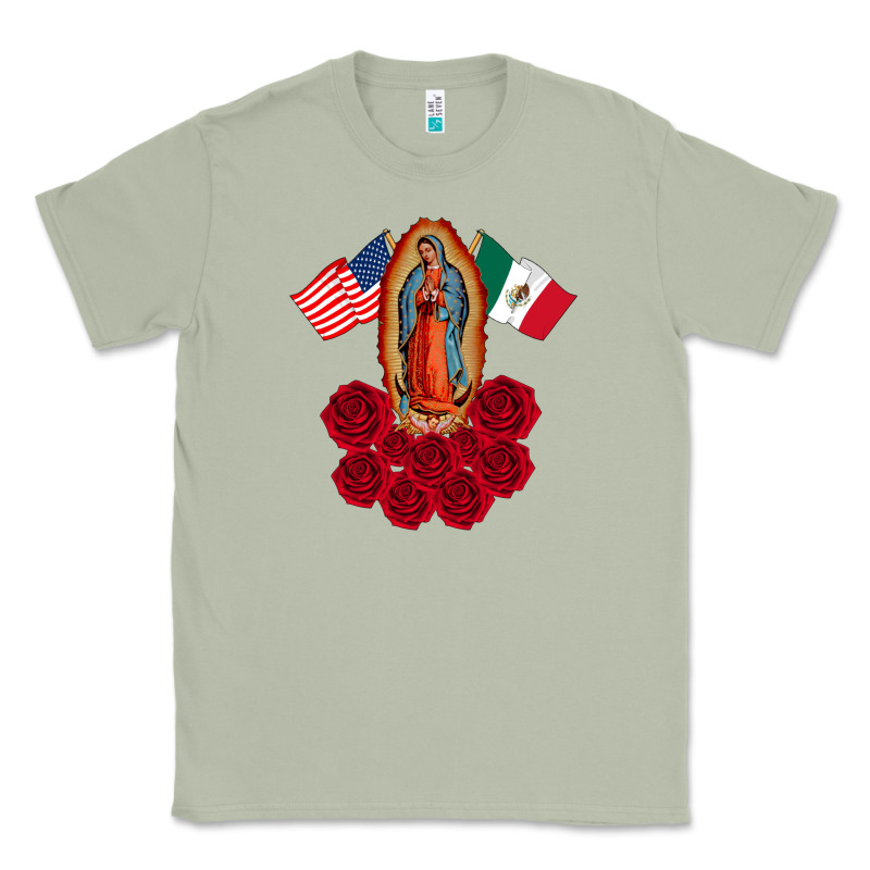 Our Lady Virgen De Guadalupe Mexican American Flag Holiday Classic Tee by linhVisuals | Teevron