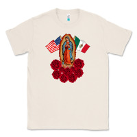 Natural our lady virgen de guadalupe mexican american flag holiday Classic Tee - linhVisuals