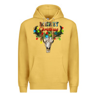Antique Gold merry christmas bull skull Premium Hoodie - RanaPortraitStore