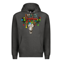 Charcoal Heather merry christmas bull skull Premium Hoodie - RanaPortraitStore