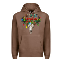 Chestnut merry christmas bull skull Premium Hoodie - RanaPortraitStore
