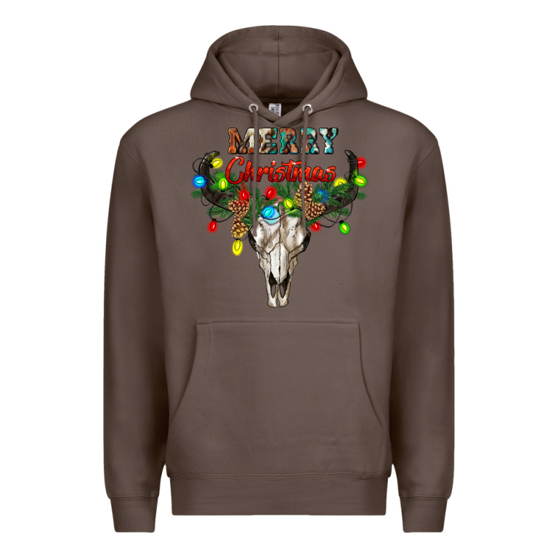 Merry Christmas Bull Skull Premium Hoodie by RanaPortraitStore | Teevron