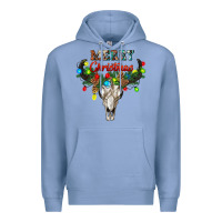 Colony Blue merry christmas bull skull Premium Hoodie - RanaPortraitStore