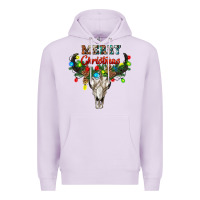 Lilac merry christmas bull skull Premium Hoodie - RanaPortraitStore