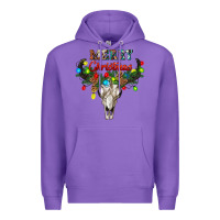 Purple merry christmas bull skull Premium Hoodie - RanaPortraitStore