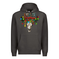 Smoke merry christmas bull skull Premium Hoodie - RanaPortraitStore