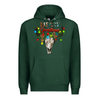 Sports Green merry christmas bull skull Premium Hoodie - RanaPortraitStore