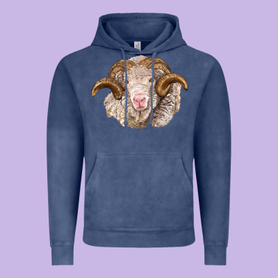 Merino Wool Ram Vintage Hoodie Designed By Barkaloodesign