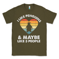 Army Green i like penguins and 3 people vintage Classic Tee - linhVisuals
