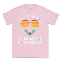 Bubblegum Pink i like penguins and 3 people vintage Classic Tee - linhVisuals
