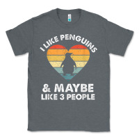 Charcoal Heather i like penguins and 3 people vintage Classic Tee - linhVisuals