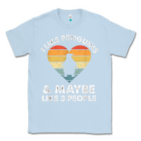 Dusty Blue i like penguins and 3 people vintage Classic Tee - linhVisuals