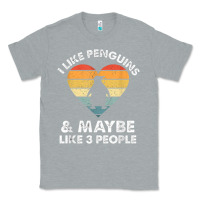 Heather Grey i like penguins and 3 people vintage Classic Tee - linhVisuals
