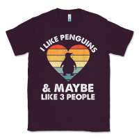Plum i like penguins and 3 people vintage Classic Tee - linhVisuals